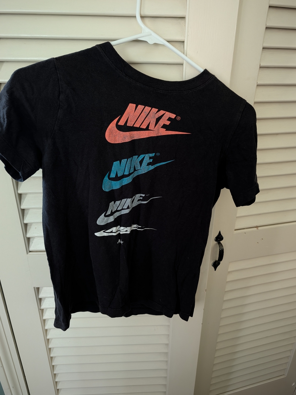 Nike Black Short Sleeve Tee with Coral, Teal & Gray Logos